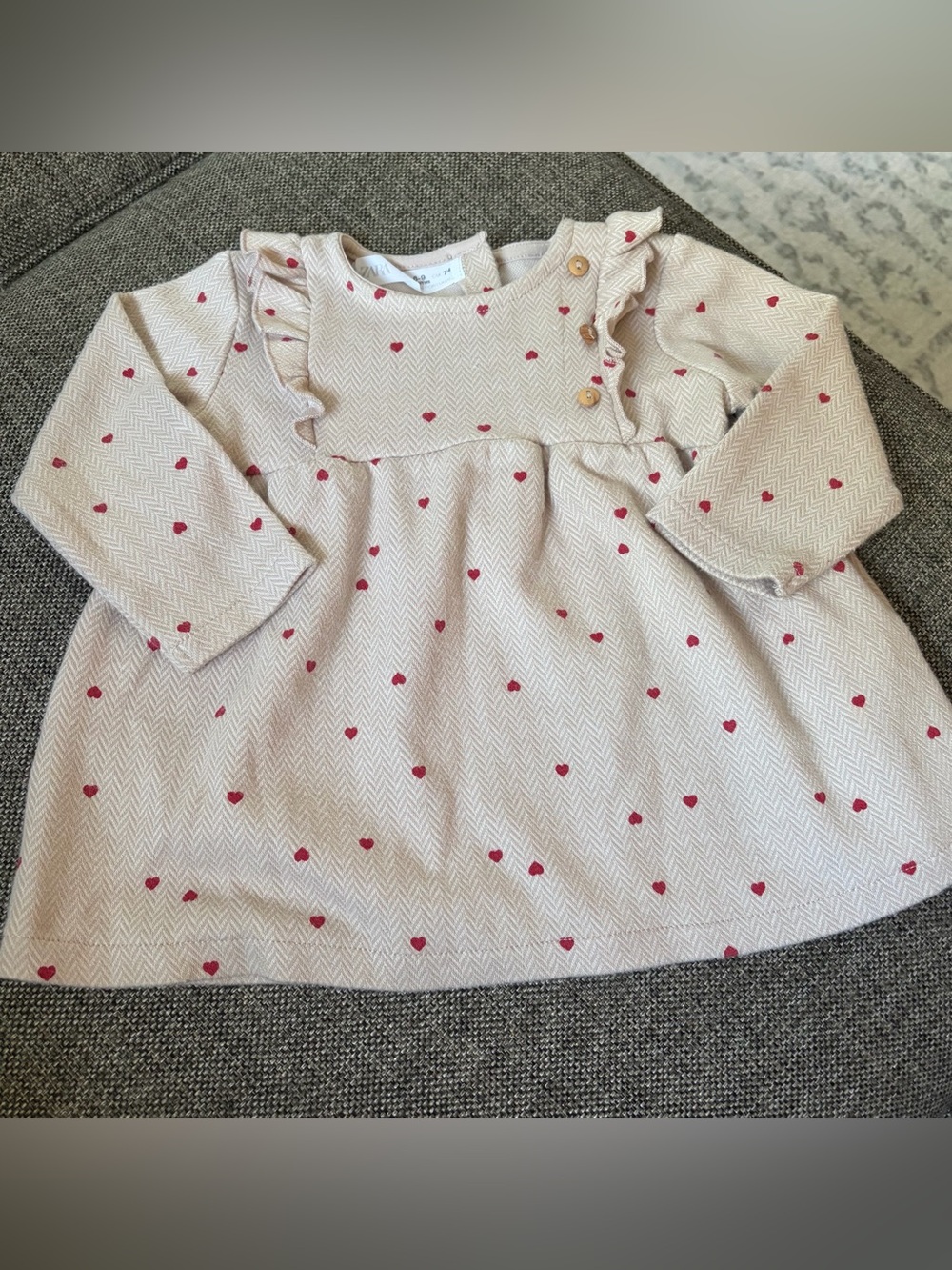 Zara dress 6-9 mo hearts ruffles